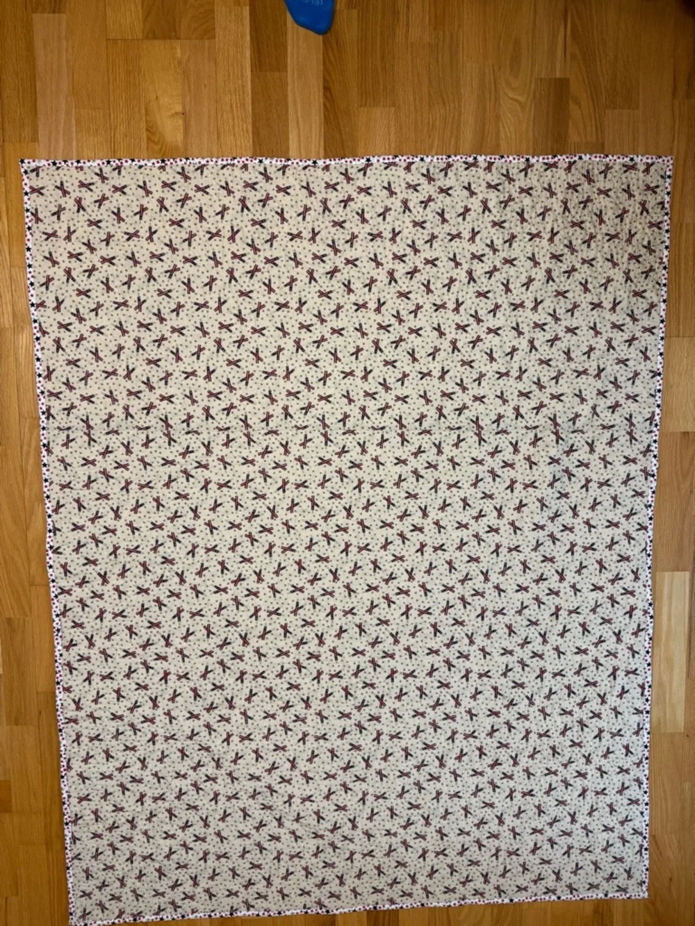 Handmade Patriotic Theme Mini Lap Cotton Quilt with New York City Scape Panels